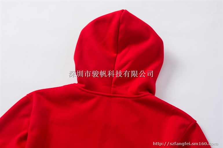 8821红色羊羔绒连帽开衫卫衣