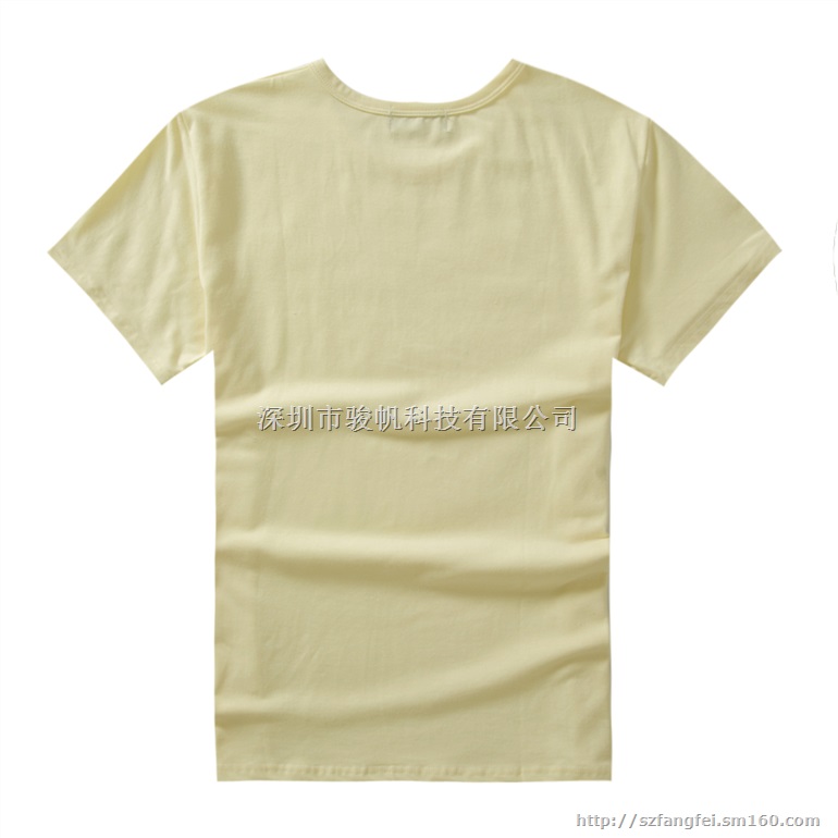 浅黄色圆领短袖T恤定同学聚会T-shirt来图定制