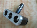 供应双USB车载点烟器,车载一拖三点烟器带双USB
