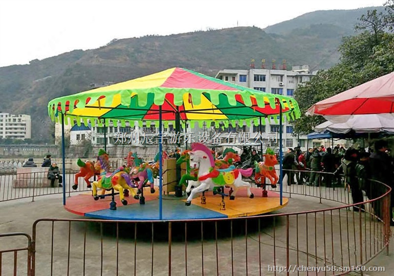 室内16座转马 16座豪华旋转木马 儿童蹦极厂家