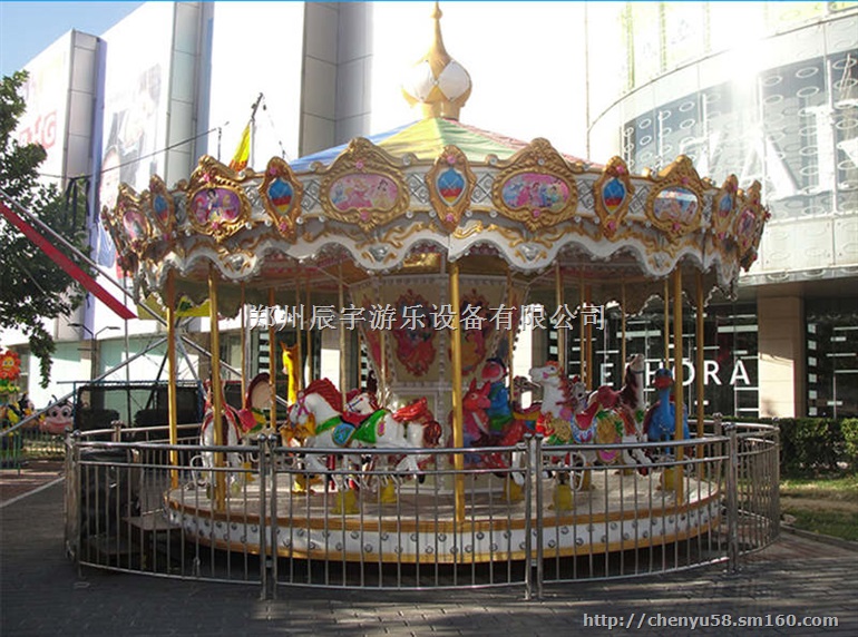室内16座转马 16座豪华旋转木马 儿童蹦极厂家