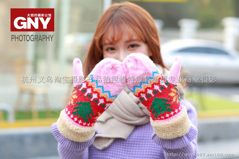 义乌手套模特拍摄手套静物拍照韩版手套杭州模特拼单拍