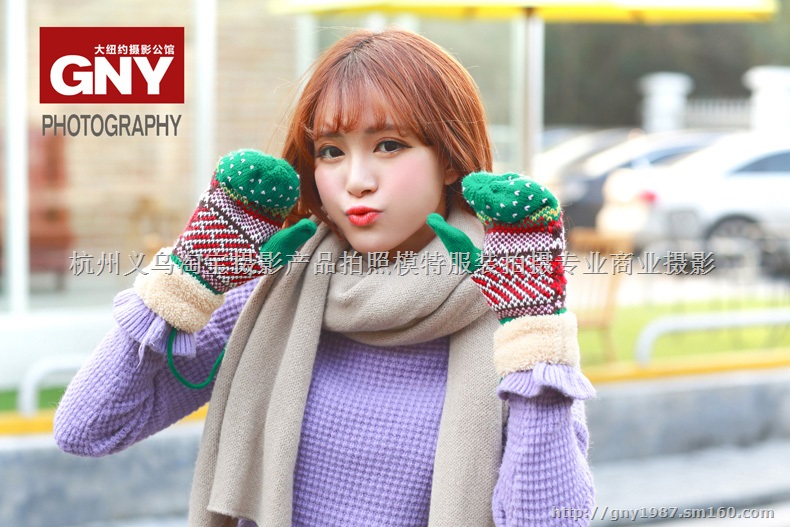 义乌手套模特拍摄手套静物拍照韩版手套杭州模特拼单拍