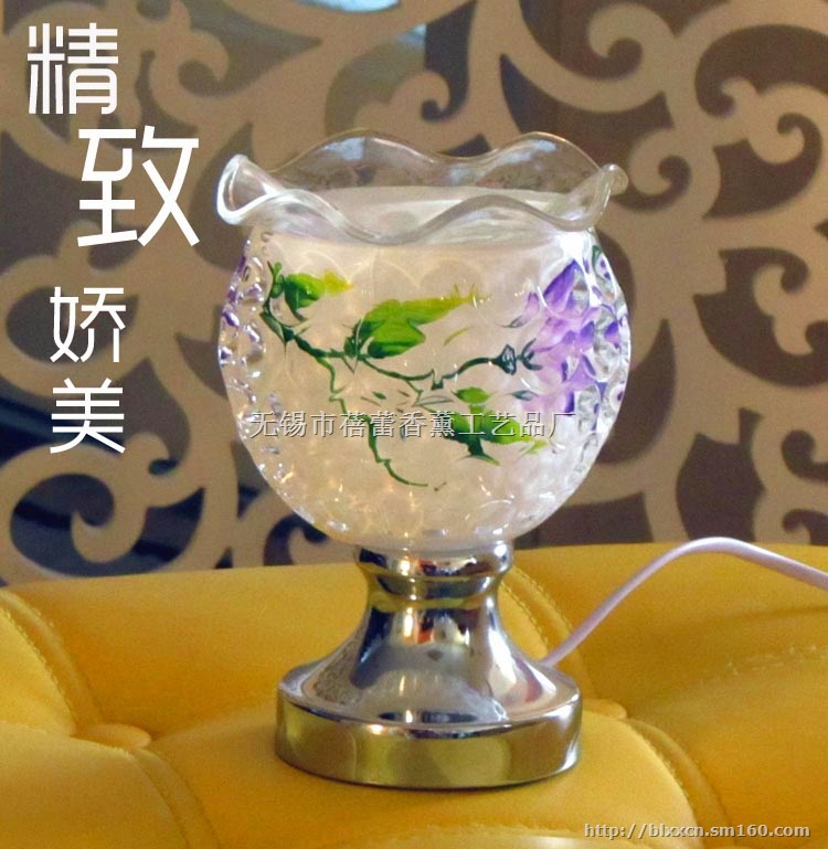 S30绘彩花感应香熏台灯热销爆款玻璃水晶香薰灯床头
