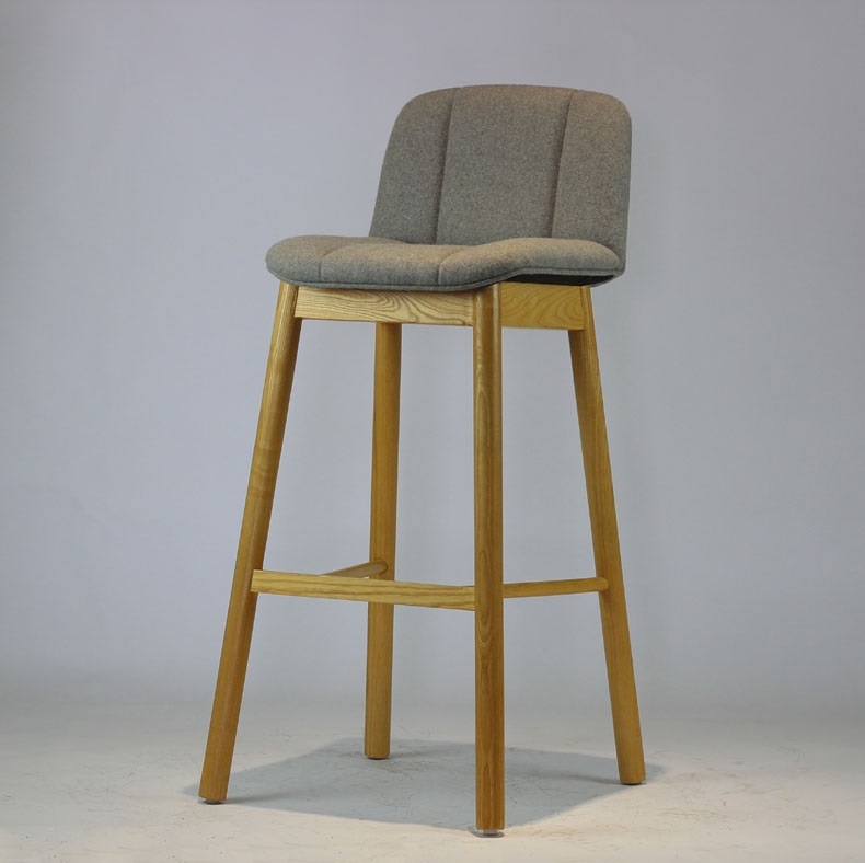 北欧木吧椅 简约四脚休闲会客高脚椅 时尚洽谈接待椅