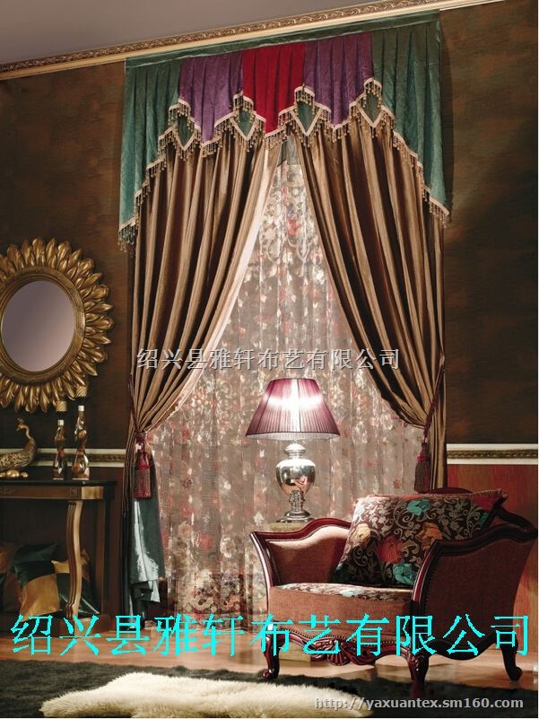 高精密人造丝提花窗帘布 韩式窗帘布