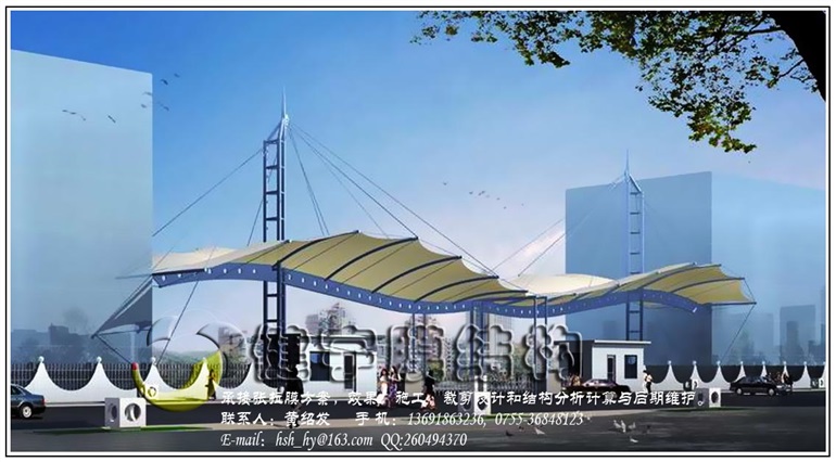 罗定市社区入口张拉膜结构15817383027