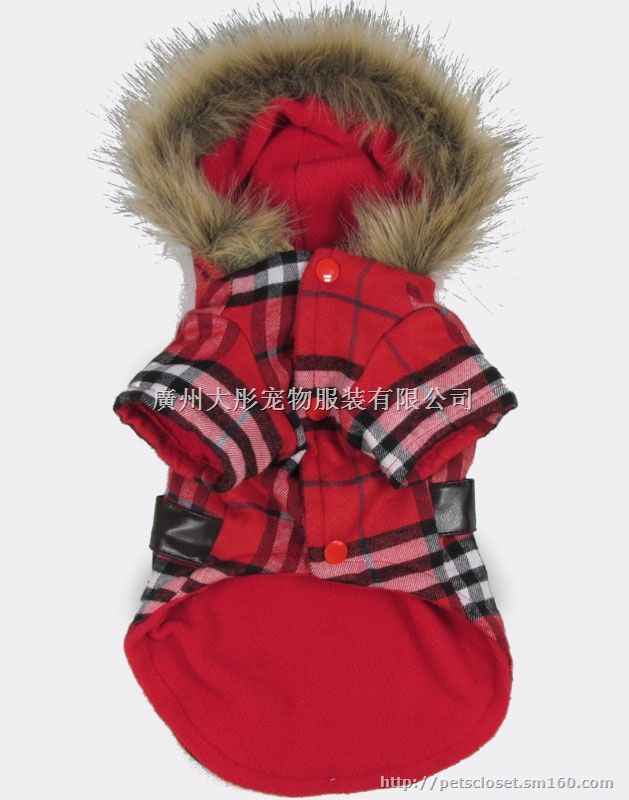 2015新款宠物衣服 欧美束腰呢子大衣 狗狗衣服批