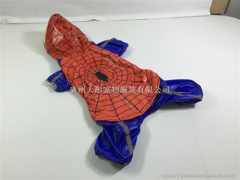 厂家直销宠物雨衣 蜘蛛侠狗雨衣 反光条宠物雨衣 猫