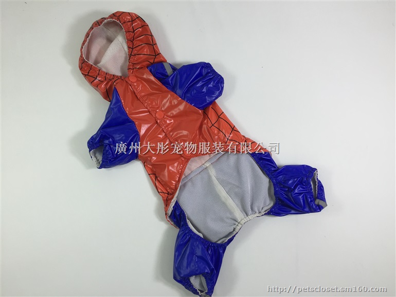 厂家直销宠物雨衣 蜘蛛侠狗雨衣 反光条宠物雨衣 猫