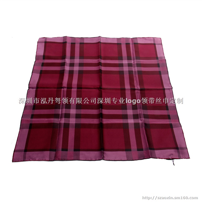 深圳真丝丝巾桑蚕丝围巾方巾定制 深圳标志丝巾定做