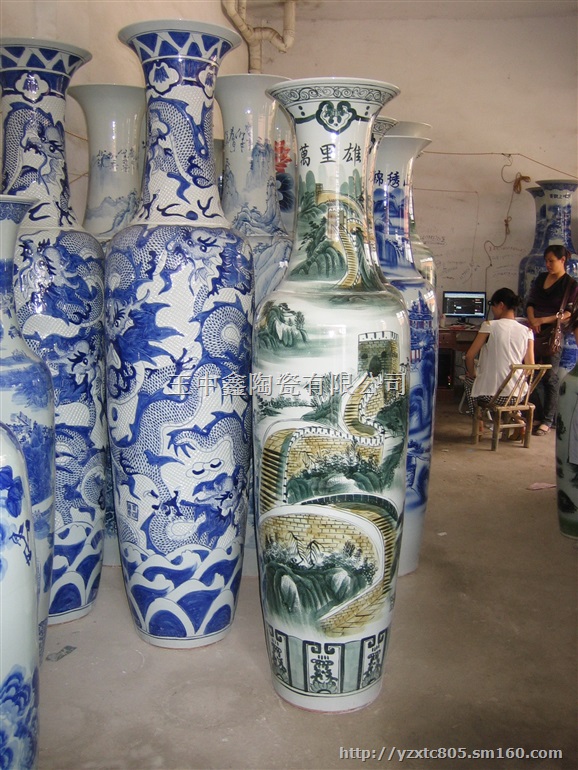 雕刻大花瓶 色釉大花瓶 五彩大花瓶价格