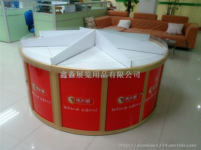 超市圆形展示柜，商场零食铝合金展柜，1M圆弧展示柜