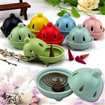 XT-4 圆头带盖陶瓷焚香炉香座熏香托盘香道用品室