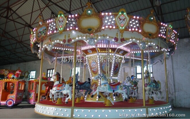 玻璃钢10折叠转马 12豪华转马 庙会折叠转马厂家