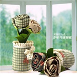 香味竹炭插花布艺芳香盆栽家居摆件汽车空气净化创意礼