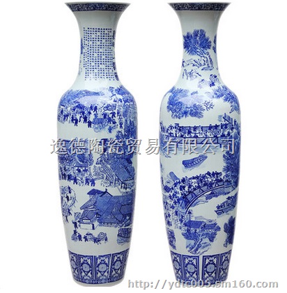 青花瓷大花瓶 手绘花瓶 高档家居装饰品大花瓶 商务