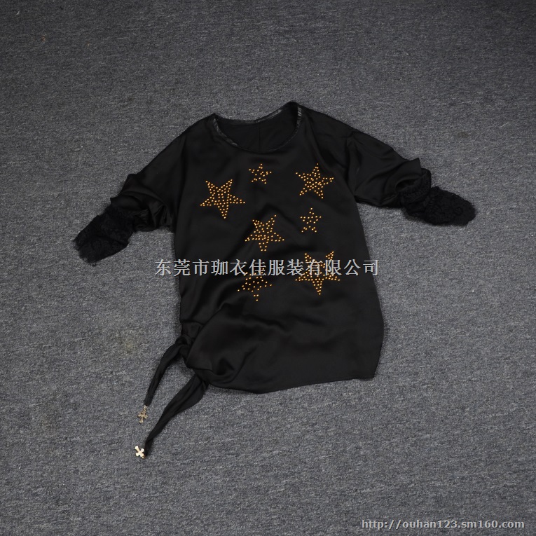 2015夏季新款长袖圆领套头五角星图案休闲百搭时尚