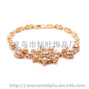 七夕情人节礼物 韩国锆石奢华手链 花卉水晶手饰