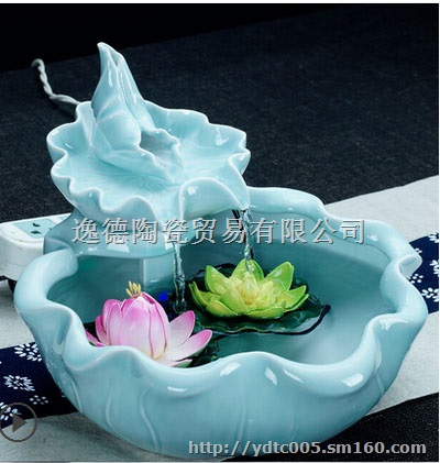 供应景德镇青花瓷喷泉加湿器 手绘陶瓷喷泉