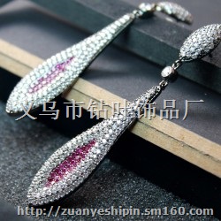 七夕情人节礼物 复古宫廷长款锆石水晶耳钉 水滴耳坠