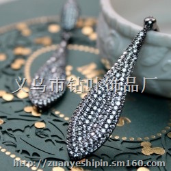 七夕情人节礼物 复古宫廷长款锆石水晶耳钉 水滴耳坠