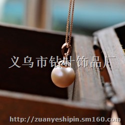天然淡水珍珠吊坠七夕情人节礼物正圆无瑕强光锁骨项链