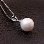 天然淡水珍珠吊坠七夕情人节礼物正圆无瑕强光锁骨项链
