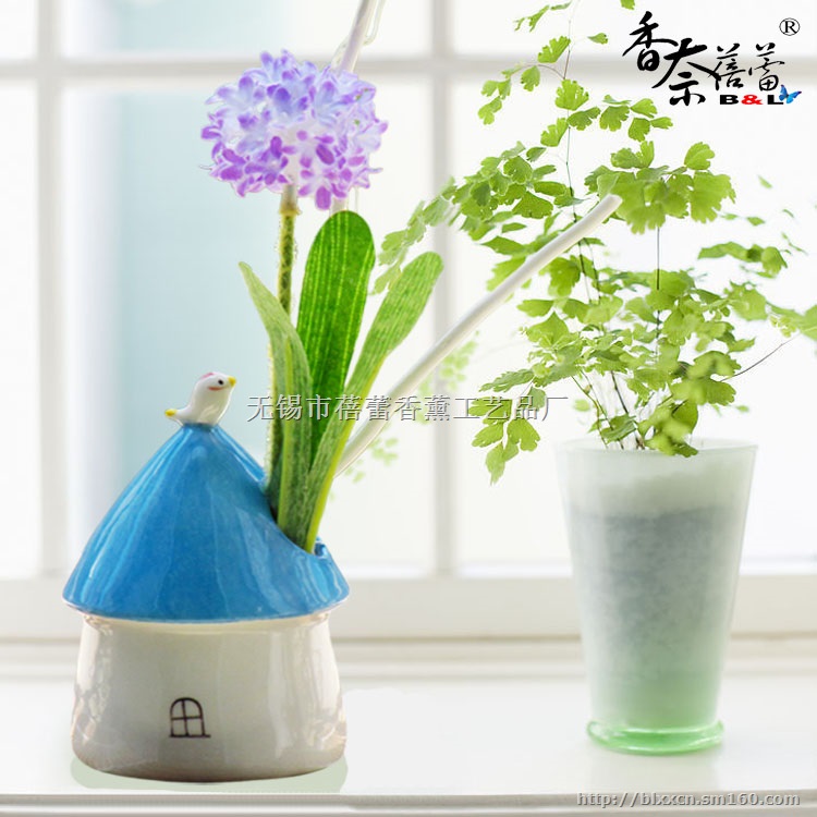 创意屋顶小鸟自然挥发香薰座无火藤条香薰家居装饰礼品