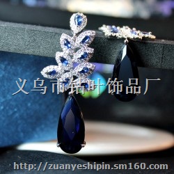 欧美风长款水滴耳坠女 七夕情人节礼物 锆石时尚耳环