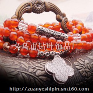 多层水晶红玛瑙 复古保色手链女 七夕情人节礼物