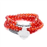 多层水晶红玛瑙 复古保色手链女 七夕情人节礼物