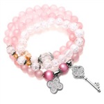 多层粉水晶手链 七夕情人节礼物 女款多元素时尚饰品