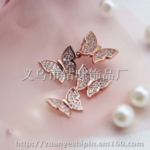 时尚经典微镶锆石蝴蝶项链 七夕情人节礼物