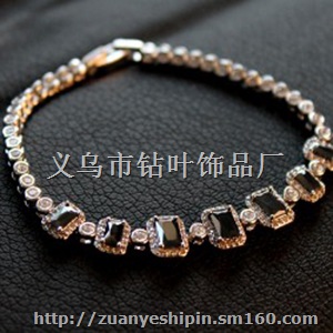 波西米亚黑色锆石手链女款 七夕情人节礼物