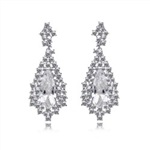 奢华长款婚礼晚宴锆石水滴镶嵌耳钉 七夕情人节礼物