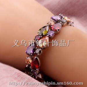 七彩宽锆石手链 七夕情人节礼物