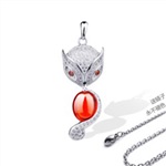 石榴石狐狸吊坠镶锆石女项链锁骨链 七夕情人节礼物