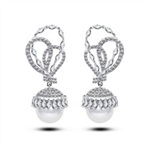 韩国珍珠耳钉女锆石蝴蝶结珍珠耳环 七夕情人节礼物