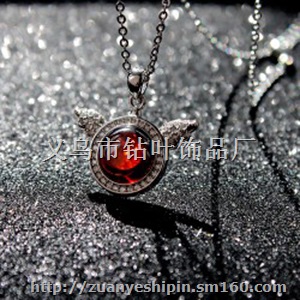 镶锆石天使翅膀时尚项链吊坠 七夕情人节礼物