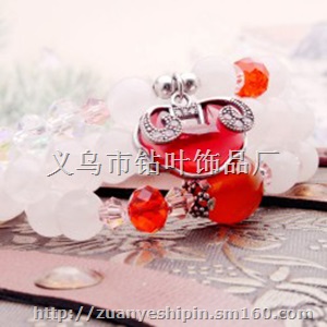 民族风饰品 七夕情人节礼物红玛瑙粉水晶长款多层手链