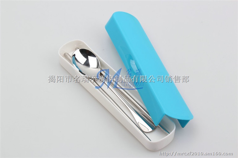 塑料盒餐具 旅行套装三件套 学生礼品餐具 不锈钢