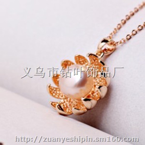 太阳花925银 天然淡水珍珠吊坠项链 七夕情人节礼