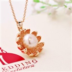 太阳花925银 天然淡水珍珠吊坠项链 七夕情人节礼