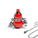 天然石榴石精致葫芦水晶吊坠项链 七夕情人节礼物