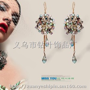 韩国手工耳环水珠捧花形流苏耳坠 七夕情人节礼物