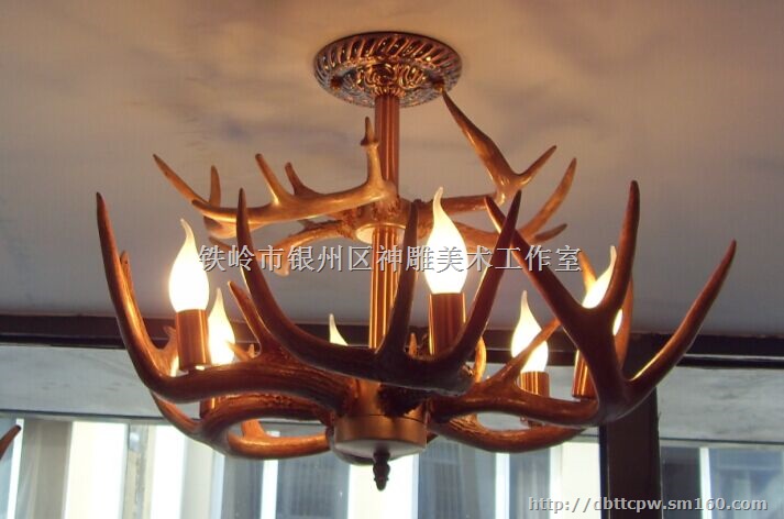 国外进口北美黑尾鹿角灯 纯鹿角灯 鹿角灯具 室内灯