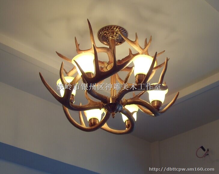 国外进口北美黑尾鹿角灯 纯鹿角灯 鹿角灯具 室内灯