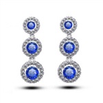 银色奢华水晶长耳环坠 七夕情人节礼物