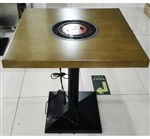 祥赛贝玛喜达同款实木火锅桌钢化玻璃桌